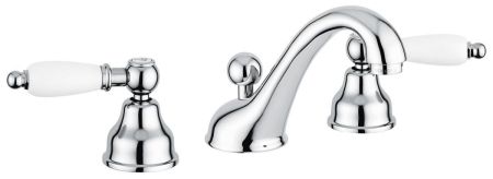 Смеситель Deco Ceramic с донным клапаном для раковины на 3 отверстия, цвет хром, артикул 121033CR