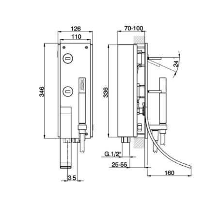 CISAL Wave Смеситель для ванны  встраиваемый с ручной лейкой, цвет хром, артикул WA00110021