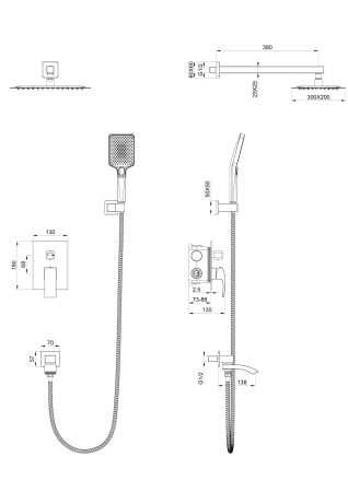 Душевая система встраиваемая WONZON & WOGHAND FIT, Хром (WW-88939009A-CR), артикул WW-88939009A-CR