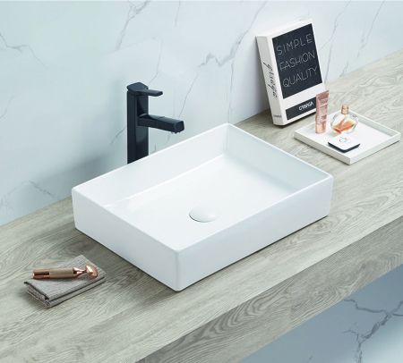 Раковина керамическая накладная AM-78570B-50, цвет белый, 500х370х110