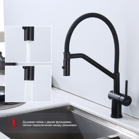 Смеситель для кухни со съемным изливом на магните Raglo R86.41.06, черный