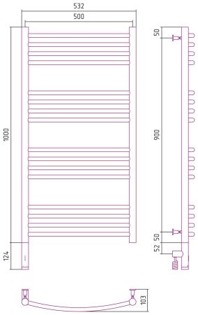 Полотенцесушитель электрический "БОГЕМА 3.0" 1000х500 / МЭМ левый (Сатин)