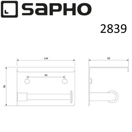 Держатель SIMPLE LINE туалетной бумаги с полочкой для телефона, хром, нержавеющая сталь, Sapho, артикул 2839