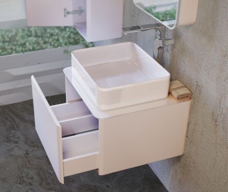 Тумба под раковину Raval Pure 56 подвесная Белая, артикул Pur.01.56/P/W