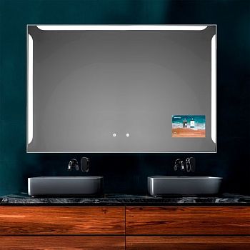 Xpertials ALICE SM, зеркало 120х80 см, LED свет, вкл/выкл с диммером, ЖК-экран, профиль матовый хром