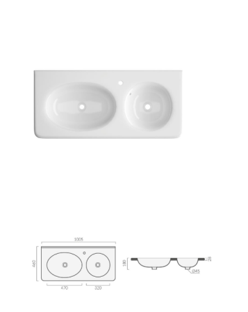 Раковина Double ARNO (1005х460х180) двойная накладная Cerutti SPA, артикул СT9709