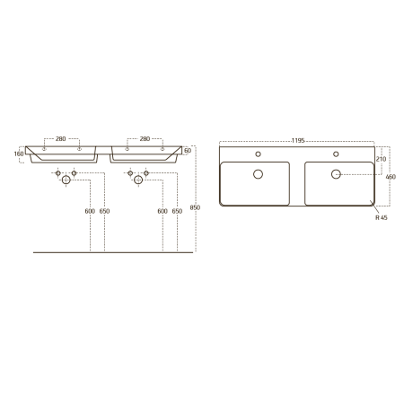 Умывальник мебельный 120 см LUXURY (для Skansen), артикул OWLB19-11120