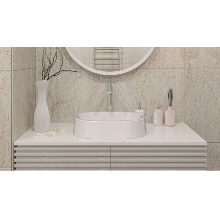 Умывальник WHITECROSS Obsidian A 50x35 (белый глянец) иск. камень, артикул 0733.050035.100