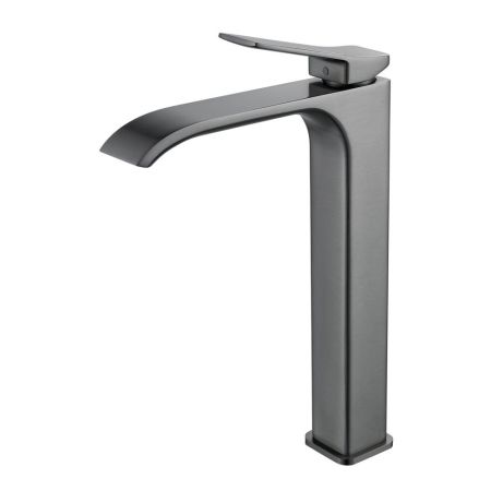 Смеситель для раковины высокий Shevanik S4011T, оружейная сталь, артикул S4011T