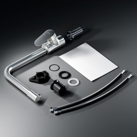 F8005711 Like, смеситель для кухни с каналом для питьевой воды, L-излив, сатин, шт., артикул F8005711