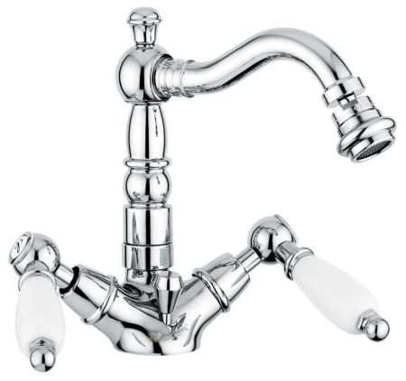 Emmevi Deco Ceramic, двухрычажный смеситель для биде с донным клапаном, цвет хром, артикул 121614/CR