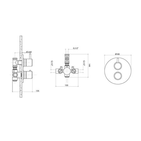 Bongio T Mix Встраиваемый термостатический смеситель для душа, цвет хром