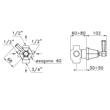 Stella Eccelsa Встраиваемый переключатель для ванны/душа 0/150, цвет: хром