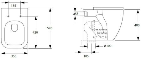 Чаша приставного унитаза Allen Brau Infinity 4.21003.20 белый глянец, артикул 4.21003.20
