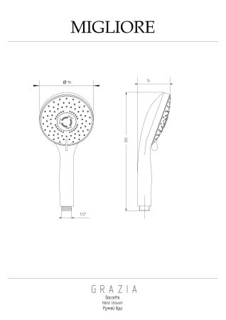 GRAZIA Ручной душ, 3-х позиционный, антикальций, пластик, бронза