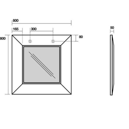 KERASAN Bentley Зеркало в деревянной раме 80х80см, цвет темный ясень -цена из наличия)