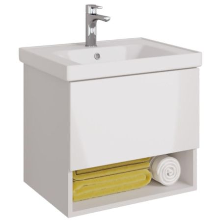 Тумба с раковиной подвесная Dreja Perfecto 60 см, белый, артикул 99-0806-com