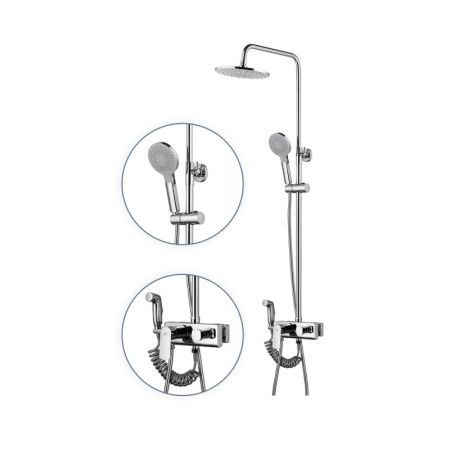 Душевая система с гигиеническим душем FASHUN A2448, хром, артикул A2448