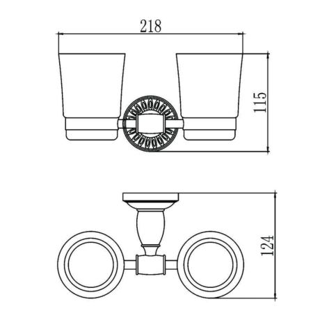 Стакан для ванной комнаты двойной Savol S-006668C, бронза, артикул S-006668C