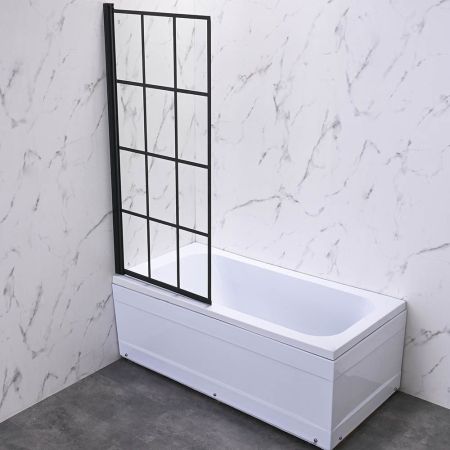 Шторка на ванну Veconi Palau PL-77L, 800x1500, черный, стекло прозрачное