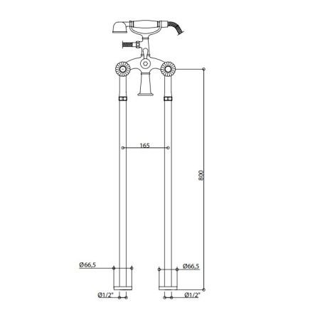 Bongio Rivoli Смеситель для ванны, цвет золото/хрусталь