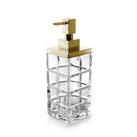 Дозатор для жидкого мыла, 3SC, Palace, механический (нажимной), ширина, мм-75, глубина, мм-75, высота, мм-230, тип установки-настольный (свободностоящий), материал колбы-хрусталь, цвет дозатора-золото, артикул PA01DAAMGD
