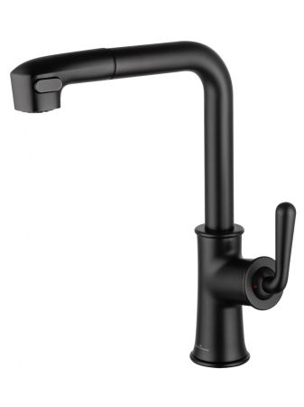 Смеситель для кухни с выдвижным изливом WONZON & WOGHAND, Черный матовый (WW-88439008A-MB)