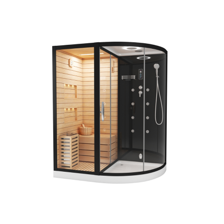 Сауна LUGANO Nero-L Black комбинированная 2в1 Cerutti SPA 1800x1100x2230, артикул CT8343