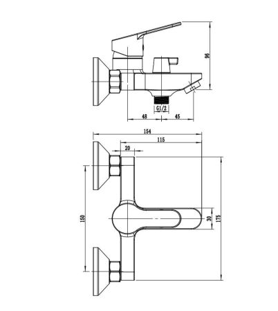 Смеситель для ванны с коротким изливом RUSH SKY (SK5720-44), артикул SK5720-44