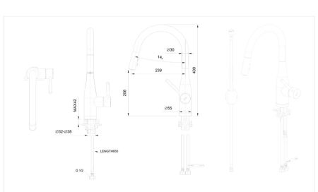 Смеситель для кухни Bravat Miranda F7164208BW-1B-ENG, черный