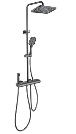 Душевая система с термостатом WONZON & WOGHAND MUSE Legato, Темный графит (WW-B4129-BGG), артикул WW-B4129-BGG