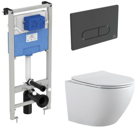 Комплект унитаза с инсталляцией Aquanet Rimless Cetus 2.0 W LX-1901 черный, артикул 00323467