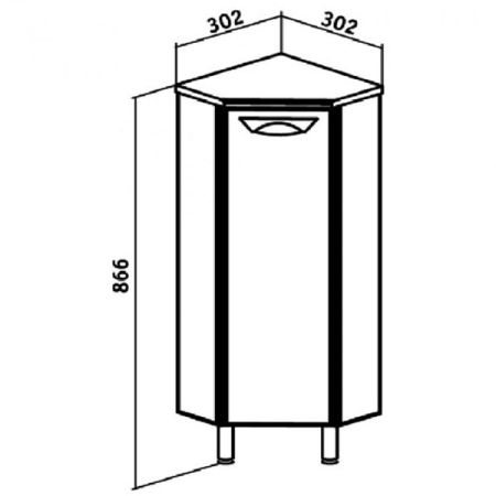 Тумба Runo 30 4620750022532 угловая Белая, артикул 4620750022532