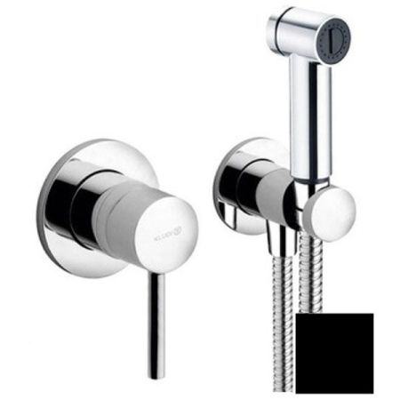 Гигиенический душ, Kludi, BOZZ, "модерн" с кнопкой включения воды, встраиваемый смеситель с внутренней частью-в комплекте, шланг-есть, длина шланга, мм-1250, держатель со шланговым подсоединением DN15-в комплекте, материал-латунь, цвет-чёрный матовый, артикул 389983976