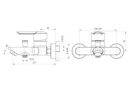 Смеситель для ванны WONZON & WOGHAND BAROQUE, Хром (WW-193101-CR), артикул WW-193101-CR