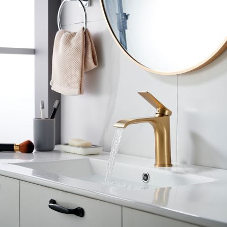 Смеситель для раковины Shevanik S4101G, золотой сатин