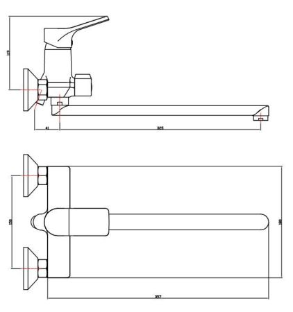 Смеситель Eiger для ванны, излив 350мм, с акс., артикул:EG 31, артикул EG 31