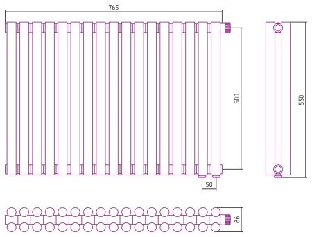 Отопительный радиатор ЭСТЕТ-11 н/ж EU50 500х765 / 17 сек (САТИН), артикул 071-0312-5017