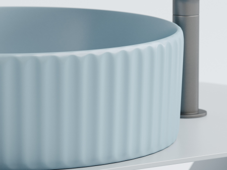Умывальник чаша накладная круглая (цвет Голубой Матовый) Элемент (Element) 360x360x115мм, артикул CN6057ML