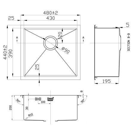 Кухонная мойка ZorG RX-4844 Нержавеющая сталь, артикул RX-4844