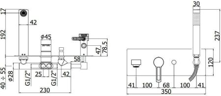 Смеситель для ванны с душем Paffoni Ringo RIN001CR (с внутренней частью), артикул RIN001CR