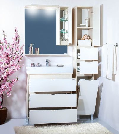 Тумба под раковину Бриклаер Токио 80 венге/белый глянец, артикул 4627125411663