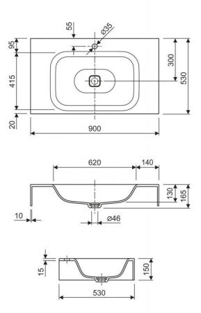 Консольная раковина из литьевого мрамора CEZARES TITAN-LVB-SOSPESO, артикул TITAN-1000-LVB-SOSPESO