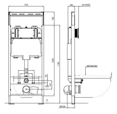 Инсталляция для подвесного унитаза Aquatek Easy Fix 51 INS-0000009, 1130*510*100 мм, артикул INS-0000009