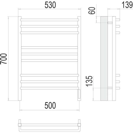 Полотенцесушитель электрический Terminus Соренто П9 50х70, артикул 4670078531490