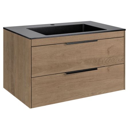 База под раковину Chiara 2D 800 подвесная, 2 выкатных ящика soft-close, N.Oak, артикул VMC-2C2800NO