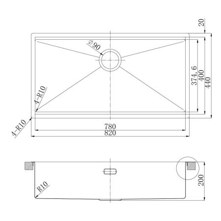 Кухонная мойка Lemark TABAGA 820 прямоугольная из нержавеющей стали с аксессуарами в комплекте: ролл-мат, коландер, разделочная доска цвет: светлое золото (9938134), артикул 9938134