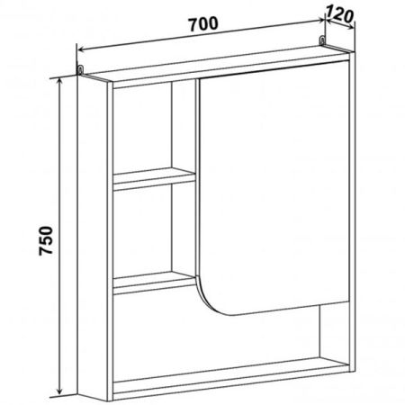 Зеркальный шкаф Runo Сити 70 4620750028756 Скандинавский Дуб Белый, артикул 4620750028756