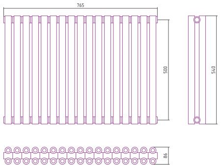 Отопительный радиатор ЭСТЕТ-00 н/ж 500х765 / 17 сек (ЗОЛОТО)