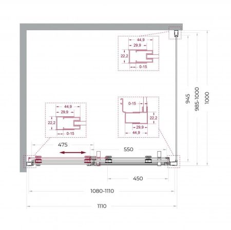 MARINO-2-AH-1-140/90-C-GM Душевой уголок, артикул MARINO-2-AH-1-140/90-C-GM